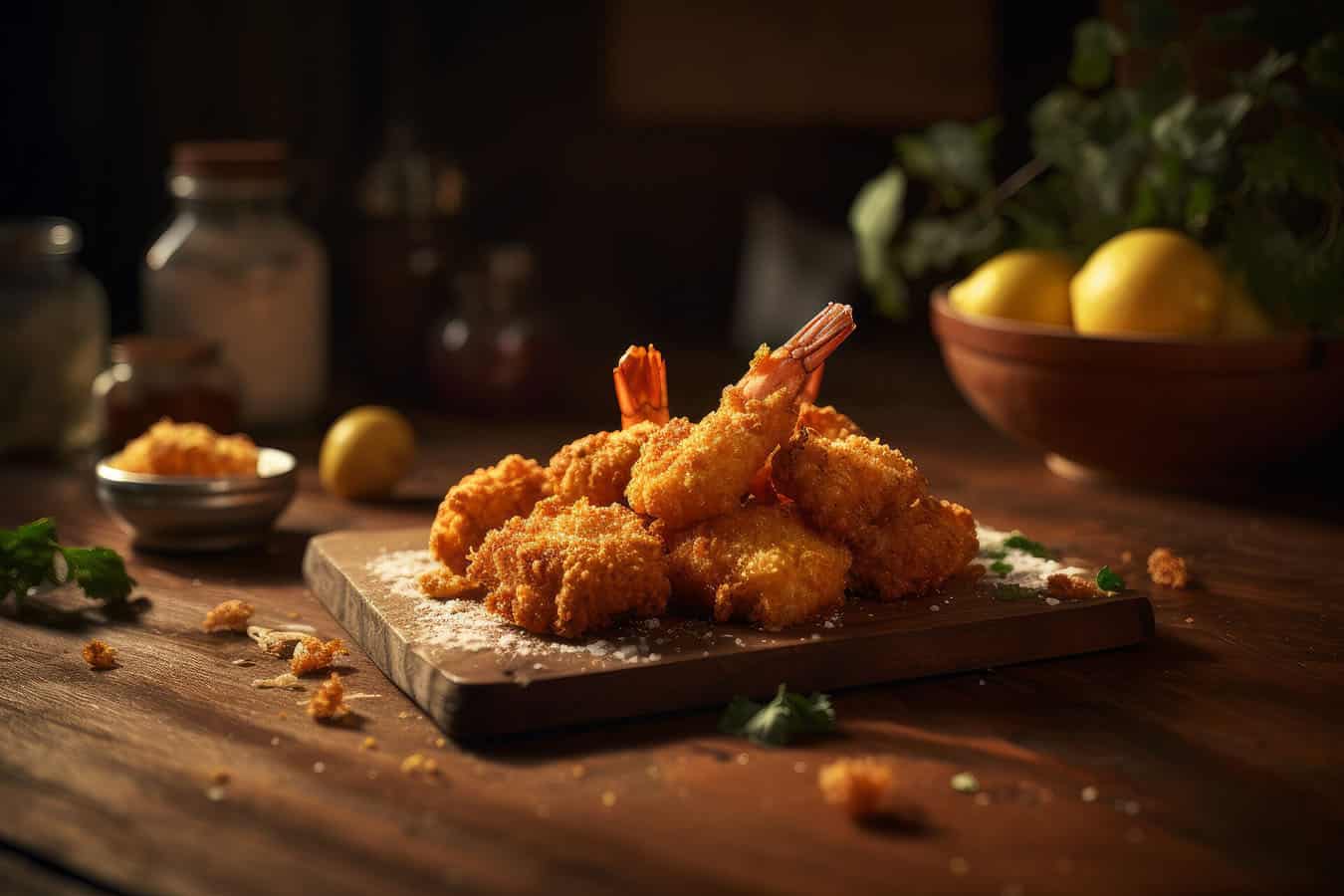 southern fried shrimp on top of the cutting board